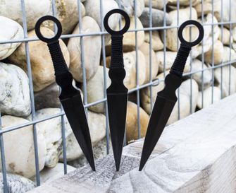 Πεταχτά μαχαίρια μίνι σπάγκο, 16cm, 3 τεμάχια, μαύρο