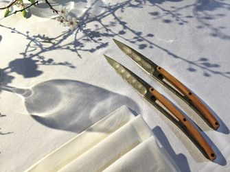 Deejo σετ 6 μαχαιριών μπριζόλας με φινίρισμα τιτανίου και σχεδιασμό από ξύλο ελιάς Art Déco
