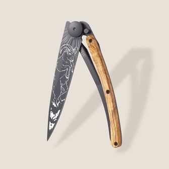 Μαχαίρι κλεισίματος Deejo Τατουάζ Μαύρο ξύλο ελιάς Κριός