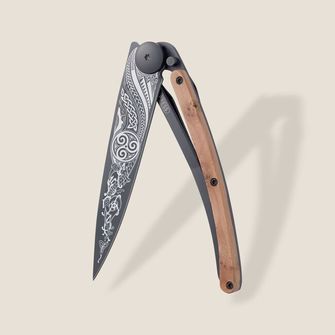 Deejo μαχαίρι κλεισίματος Τατουάζ Μαύρο ξύλο αρκεύθου Celtic