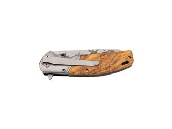 Μαχαίρι τσέπης Herbertz ενός χεριού 9cm, ξύλο ελιάς, μοτίβο ελαφιού στη λεπίδα