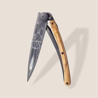Deejo μαχαίρι κλεισίματος Τατουάζ Μαύρο ξύλο ελιάς Τοξότης