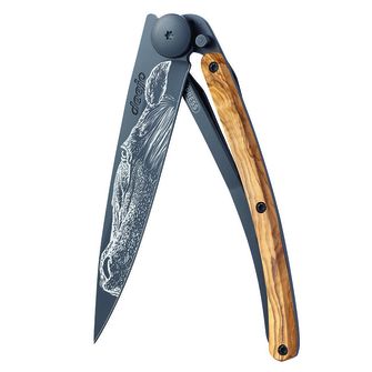 Μαχαίρι κλεισίματος Deejo Μαύρο τατουάζ ελιάς ξύλο πολεμικού ξύλου