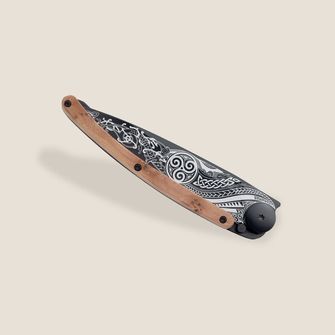 Deejo μαχαίρι κλεισίματος Τατουάζ Μαύρο ξύλο αρκεύθου Celtic