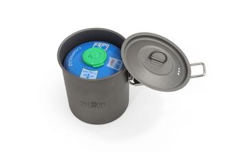 Origin Outdoors Camping Pot Titanium Δοχείο/φλιτζάνι για πεζοπορία με στόμιο και πτυσσόμενη λαβή Titanium 750 ml