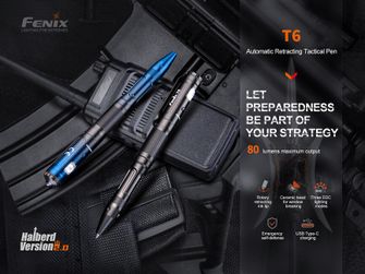 Fenix T6 στυλό τακτικής με φακό LED - μαύρο