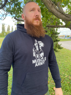 DRAGOWA ανδρική μπλούζα με κουκούλα muscle army man, μαύρο 320g/m2