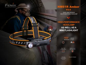 Επαναφορτιζόμενος προβολέας Fenix HM61R Amber V2.0