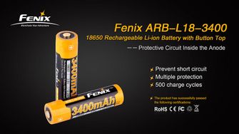 Επαναφορτιζόμενη μπαταρία Fenix 18650 3400mAh Li-Ion
