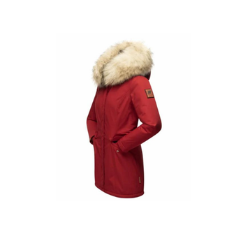 Navahoo Cristal γυναικείο χειμερινό μπουφάν με κουκούλα και γούνα, κόκκινο του αίματος