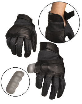 Γάντια τακτικής Mil-tec δερμάτινα/κεβλάρ, μαύρα