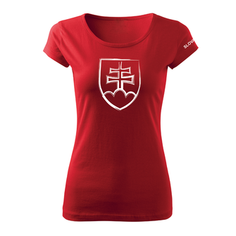 DRAGOWA γυναικείο t-shirt με σλοβακικό έμβλημα, κόκκινο 150g/m2