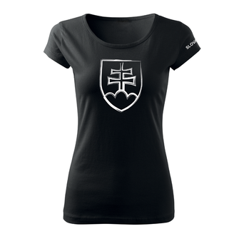 DRAGOWA γυναικείο t-shirt με σλοβακικό έμβλημα, μαύρο 150g/m2