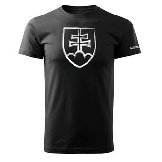 DRAGOWA κοντό T-shirt με σλοβακικό έμβλημα, μαύρο 160g/m2