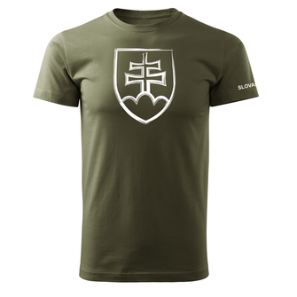 DRAGOWA κοντό T-shirt με σλοβακικό έμβλημα, λαδί 160g/m2