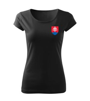 DRAGOWA γυναικείο t-shirt μικρό πολύχρωμο σλοβακικό έμβλημα, μαύρο