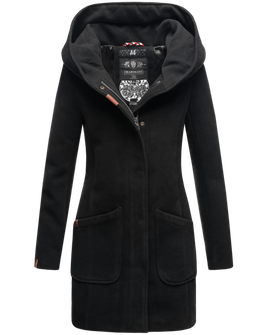 Marikoo MAIKOO Γυναικείο χειμερινό παλτό με κουκούλα, μαύρο