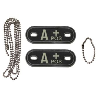 MFH Dog-Tags ετικέτες σκύλου A POS, 3D PVC, μαύρο