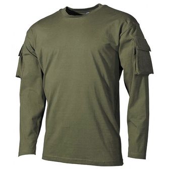 MFH US ελιάς μακρυμάνικο μπλουζάκι με τσέπες velcro, 170g/m2