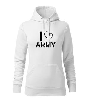 DRAGOWA γυναικείο φούτερ με κουκούλα i love army, λευκό 320g/m2