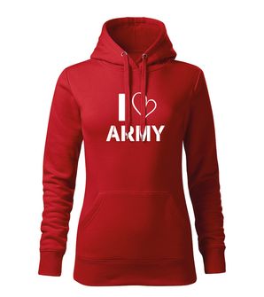DRAGOWA γυναικείο φούτερ με κουκούλα i love army, κόκκινο 320g/m2