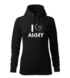 DRAGOWA γυναικείο φούτερ με κουκούλα i love army, μαύρο 320g/m2