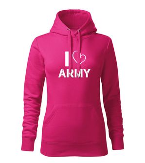 DRAGOWA γυναικείο φούτερ με κουκούλα i love army, ροζ 320g/m2