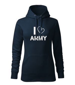 DRAGOWA γυναικείο φούτερ με κουκούλα I love army, σκούρο μπλε 320g/m2