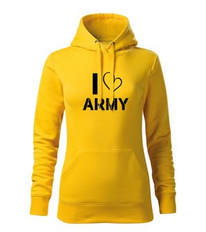 DRAGOWA γυναικείο φούτερ με κουκούλα i love army, κίτρινο 320g/m2