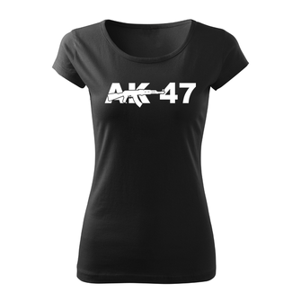 DRAGOWA γυναικείο κοντό T-shirt AK-47, μαύρο 150g/m2