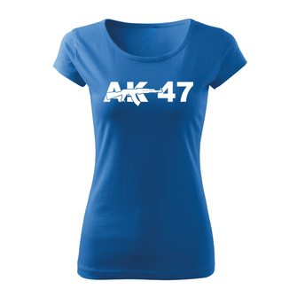 DRAGOWA γυναικείο κοντό T-shirt AK-47, μπλε 150g/m2
