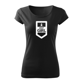 DRAGOWA γυναικείο κοντό T-shirt army girl, μαύρο 150g/m2