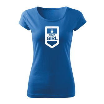 DRAGOWA γυναικείο κοντό T-shirt army girl, μπλε 150g/m2
