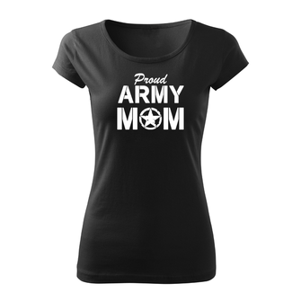 DRAGOWA γυναικείο κοντό T-shirt army mom, μαύρο 150g/m2