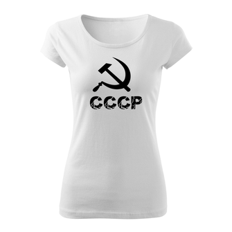 DRAGOWA γυναικείο κοντό t-shirt cccp, λευκό 150g/m2