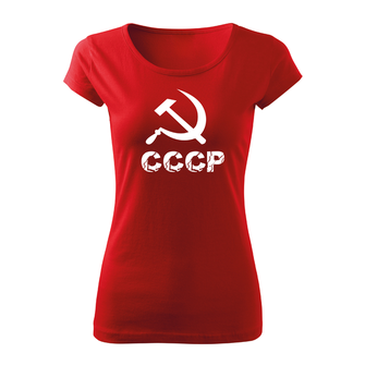 DRAGOWA γυναικείο κοντό t-shirt cccp, κόκκινο 150g/m2