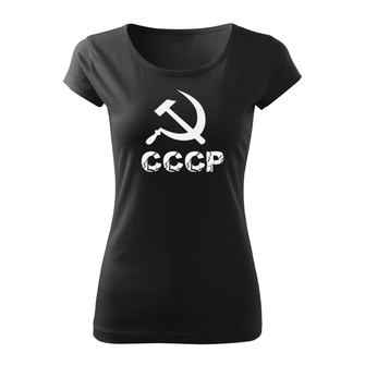 DRAGOWA γυναικείο κοντό t-shirt cccp, μαύρο 150g/m2