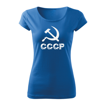 DRAGOWA γυναικείο κοντό t-shirt cccp, μπλε 150g/m2