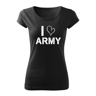 DRAGOWA γυναικείο κοντό T-shirt i love army, μαύρο 150g/m2