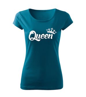 DRAGOWA γυναικείο κοντό t-shirt queen, μπλε πετρόλ 150g/m2