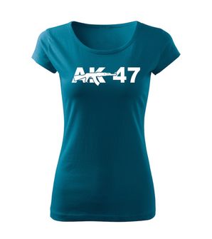 DRAGOWA γυναικείο t-shirt AK-47, μπλε πετρόλ 150g/m2