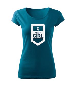 DRAGOWA γυναικείο t-shirt army girl, μπλε πετρέλαιο 150g/m2