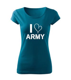 DRAGOWA γυναικείο t-shirt i love army, μπλε πετρόλ 150g/m2
