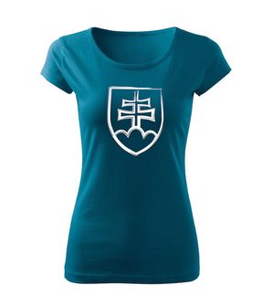 DRAGOWA γυναικείο μπλουζάκι με σλοβακικό έμβλημα, μπλε βενζίνη 150g/m2