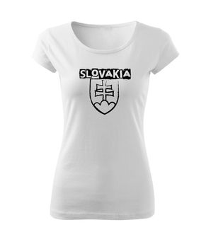 DRAGOWA γυναικείο μπλουζάκι Σλοβακικό έμβλημα με επιγραφή, λευκό 150g/m2