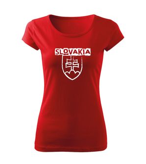 DRAGOWA γυναικείο μπλουζάκι Σλοβακικό έμβλημα με επιγραφή, κόκκινο 150g/m2