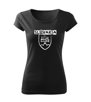 DRAGOWA γυναικείο μπλουζάκι Σλοβακικό έμβλημα με επιγραφή, μαύρο 150g/m2