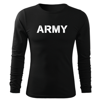 DRAGOWA Fit-T μακρυμάνικο στρατιωτικό μπλουζάκι, μαύρο 160g/m2