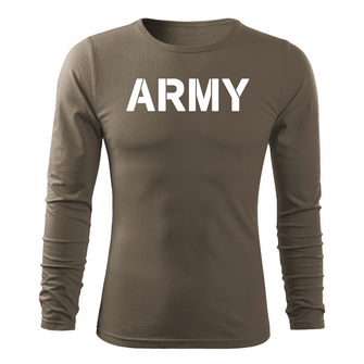 DRAGOWA Fit-T μακρυμάνικο στρατιωτικό μπλουζάκι, λαδί 160g/m2