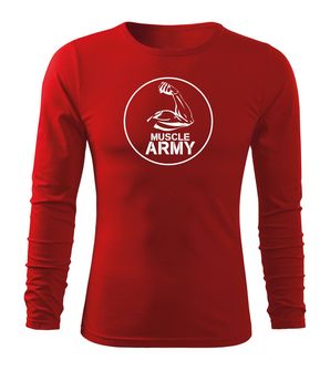 DRAGOWA Fit-T μακρυμάνικο μπλουζάκι με μυϊκό στρατό και δικέφαλους, κόκκινο 160g/m2